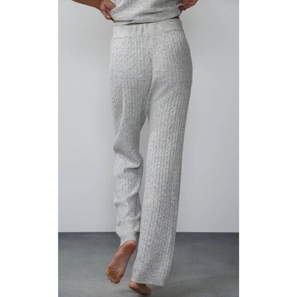 New York & Co Knit Lounge Set Sz XL Cableknit Soft Grey Tank Wide Leg Pants New - Picture 3 of 16